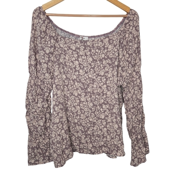 Gee Gee Womens Maeve Pink Floral Off Shoulder Tiered Bell Sleeve Blouse Size 1XL - Picture 1 of 6